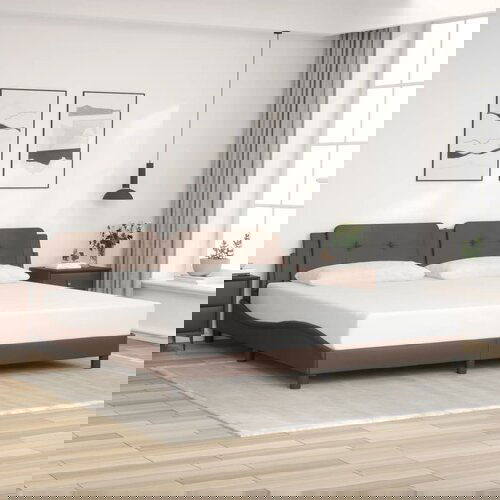  The Living Store Posteljni okvir z vzglavjem rjav 200x200 cm umetno usnje - Posteljni Okvir, (21531368) Cene