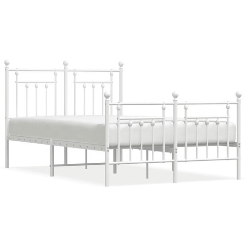 Maison Chic Kovinski Posteljni okvir - Dvoposteljna postelja - Zakonska postelja z vzglavjem in vznožjem bel 120x190 cm, (21695903) Slike