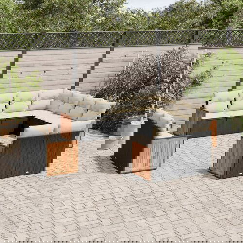  The Living Store Vrtna sedežna garnitura 11-delna z blazinami črn poli ratan - Vrtna Sedežna Garniture, (21478951) Cene