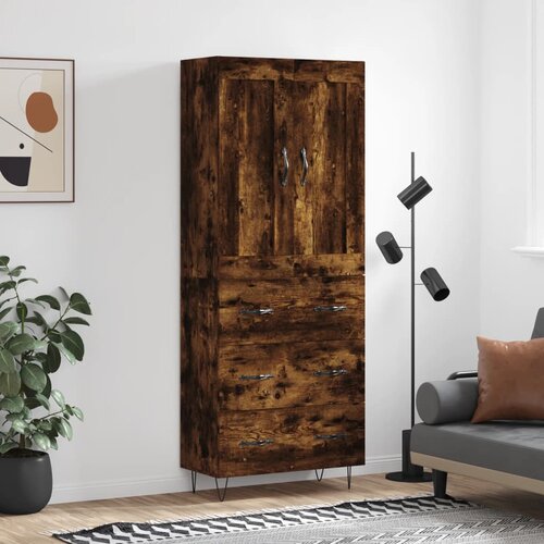  Visoka komoda dimljeni hrast 69,5x34x180 cm konstruiranog drva Cijene