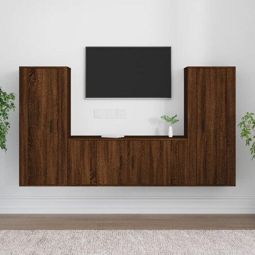  3-dijelni set TV ormarića boja smeđeg hrasta konstruirano drvo Slike
