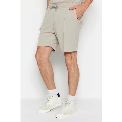 Trendyol Stone Men's Regular Fit Mid-Length Textured Shorts & Bermuda