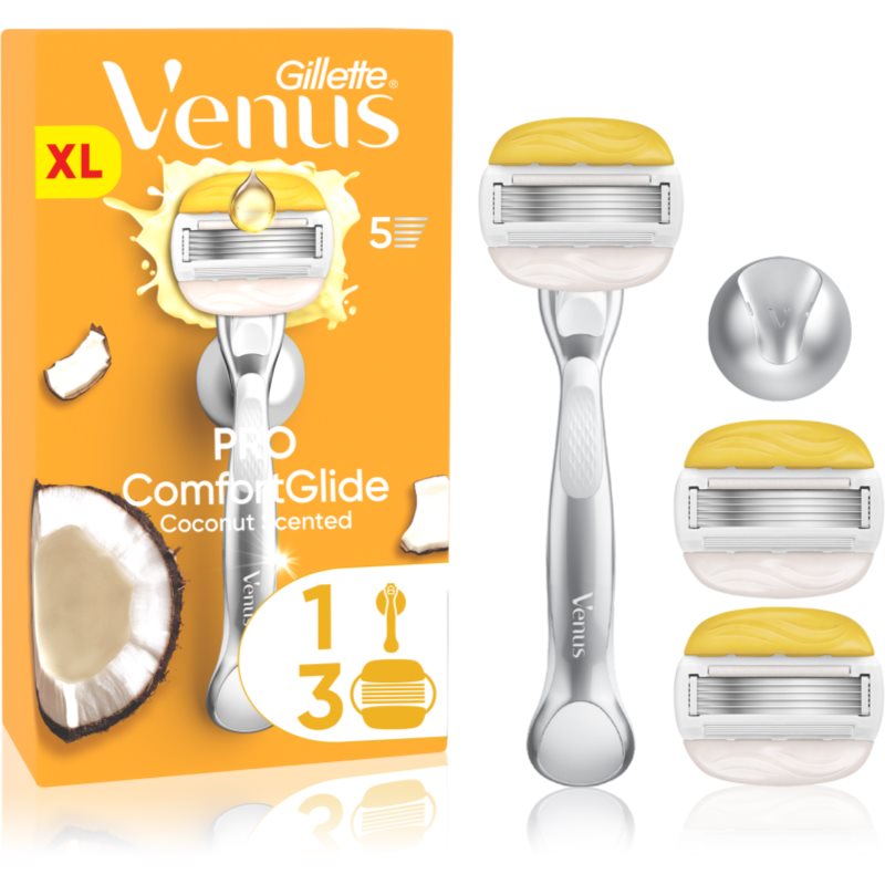 Gillette Venus PRO ComfortGlide Coconut brijaći aparat za žene s držačem za tu&scaron; + zamjenske britvice 5 kom Cijene
