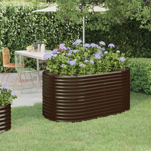 vidaXL visoka greda iz prašno premazanega jekla 152x80x68 cm rjava Cene