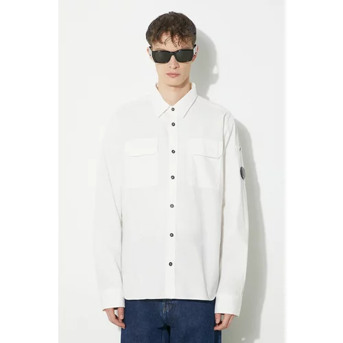 C.P. Company Pamučna košulja Gabardine Pocket za muškarce, boja: bijela, regular, s klasičnim ovratnikom, 16CMSH157A002824G