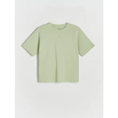 Reserved - Predimenzionirana pamučna majica kratkih rukava - bljedozeleno