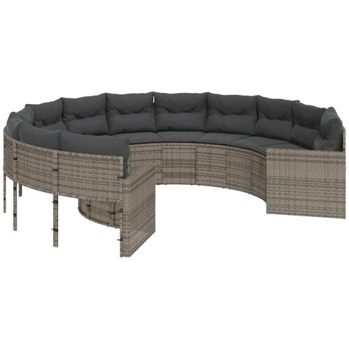 Maison Chic Vrtni kavč - Zunanji kavč z blazinami okrogel siv poli ratan, (22040513) Cene