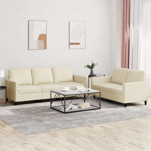  2-dijelni set sofa s jastucima krem od umjetne kože Cijene