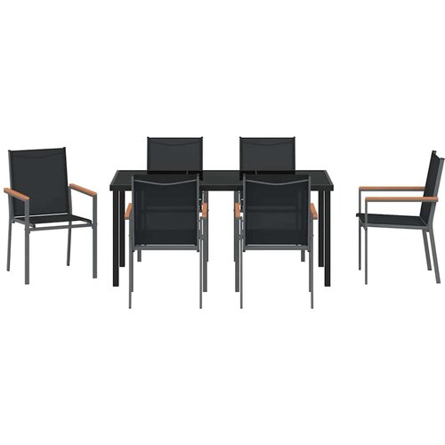  Vrtni set za objed 7 pcs Crna Čelik s prahom Slike