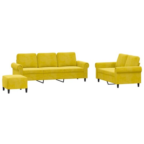 Maison Chic Sedežna garnitura - kavč 3-delna z blazinami rumen žamet, (21728456) Cene