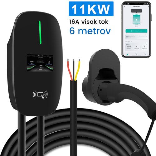 JUNSUN Tip2 električni avtomobilski stenski polnilnik, trifazni 11 kW, tok nastavljiv prek aplikacije, polnjenje po naročilu, s 4 RFID karticami (6 m,6–16A ), (22127995) Cene