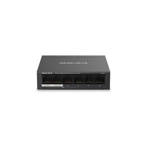 Switch Mercusys MS106LP Mercusys MS106LP 6-portni 10/100 Mbps Desktop prekidač sa 4-porta PoE+, kompatibilan sa 802.3af/at PD-ovima, 40 W PoE napajan Cijene