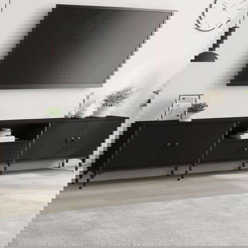 TV omarica s predalom črna 200x25x44 cm inženirski les Slike