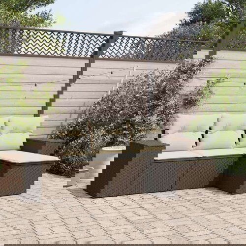 VidaXL 4-dijelni set vrtnih sofa od poliratana s jastucima smeđi Slike