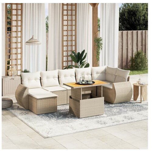 VidaXL 8-dijelni set vrtnih sofa od poliratana s jastucima bež Slike