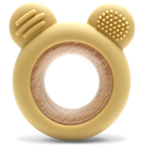 Lorelli SILIKONSKO DRVENA GLODALICA ZA BEBE BEAR - NATURAL YELLOW Cene