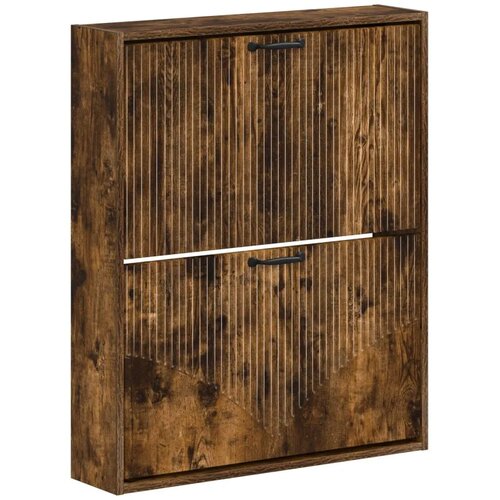  Ormar za cipele na zidu HOORN 71 x 17 x 86 cm Konstruirano drvo - Dimljeni hrast Slike