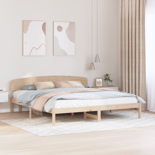 vidaXL Krevetni Ram s Uzglavljem 180x200 cm Masivna Borovina Cene