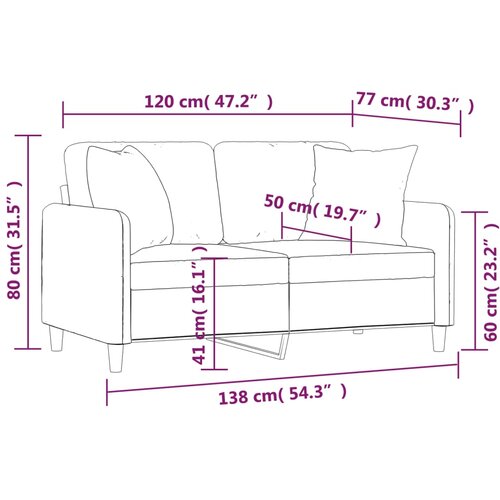 Dvosjed s ukrasnim jastucima smeđi 120 cm od tkanine Slike