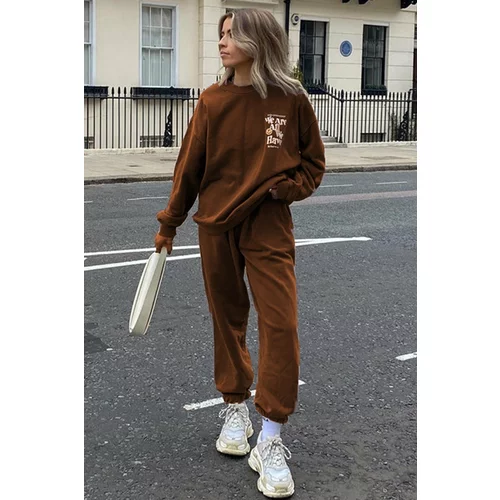 Madmext Mad Girls Brown Women's Tracksuit Set