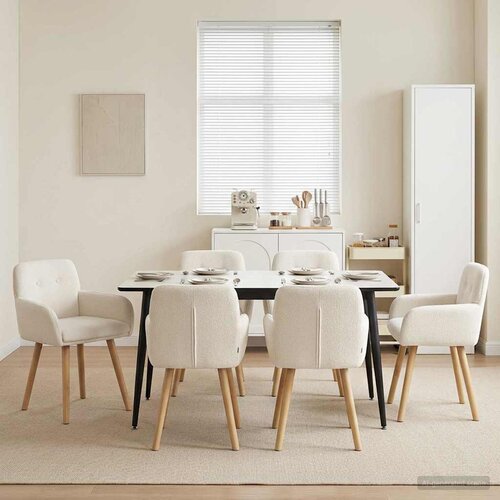  Trpezarijske stolice 6 pcs Boucl&eacute; Krem 59 x 57 x 85 cm Cijene