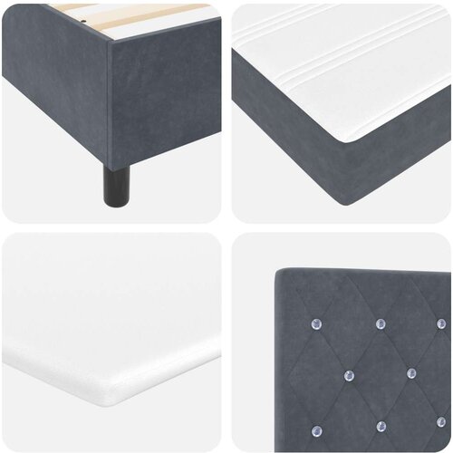 VidaXL Box Spring Postelja z Blazino Temno Siva 140x200 cm Žamet Slike