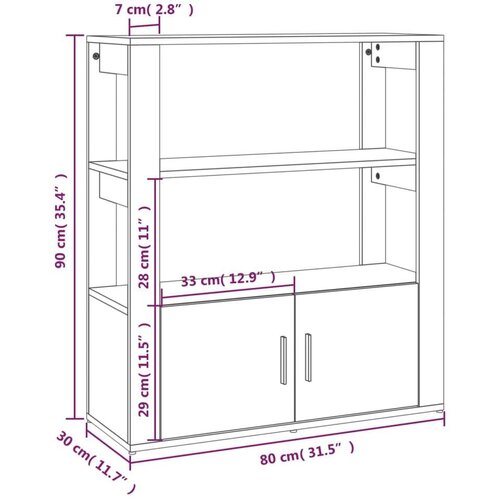  Komoda boja dimljenog hrasta 80x30x90 cm od konstruiranog drva Slike