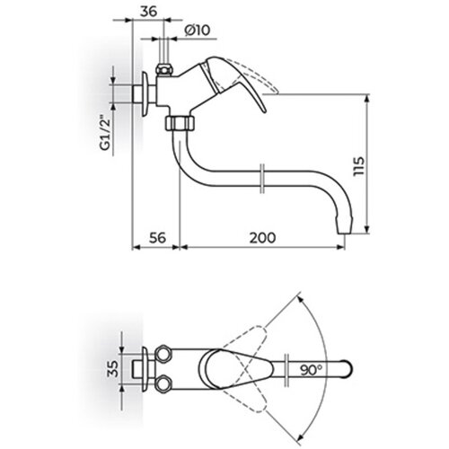Rosan baterija za protočni bojler PERLA izliv 200 mm JP362001 ROS124 Cene