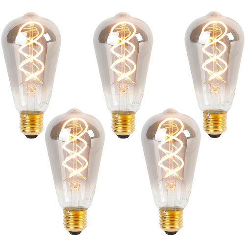 LUEDD Komplet 5 zatemljivih LED žarnic z vijugasto nitko E27 ST64 dimljene 120 lm 1800 K Cene
