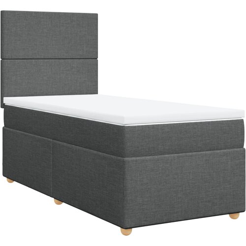  Krevet s oprugama i madracem tamnosivi 100 x 200 cm od tkanine Slike