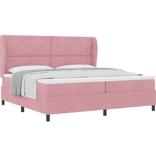 vidaXL Roza Posteljni okvir z vzmetnico 200x200 cm iz žameta, (22050680) Cene