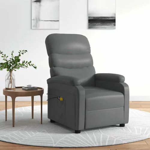 Električna masažna fotelja od umjetne kože siva