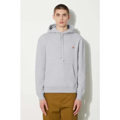 MAISON KITSUNÉ Pamučna dukserica Fox Head Patch Regular Hoodie za muškarce, s kapuljačom, melanž, LM00702KM0001