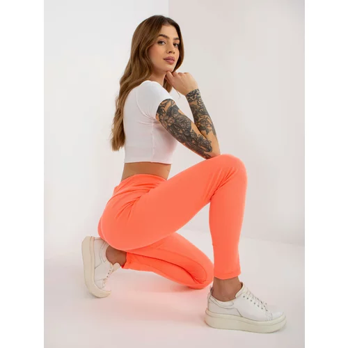 Fashion Hunters Basic fluo orange ribbed leggings with high waist