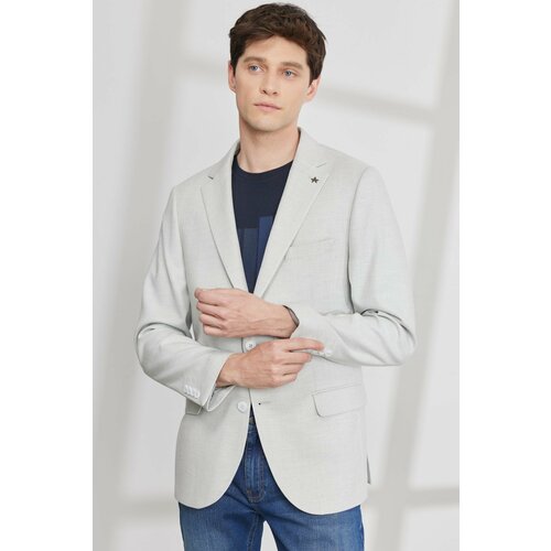 ALTINYILDIZ CLASSICS Men's Light Gray Slim Fit Slim Fit Monocollar Dobby Jacket. Slike