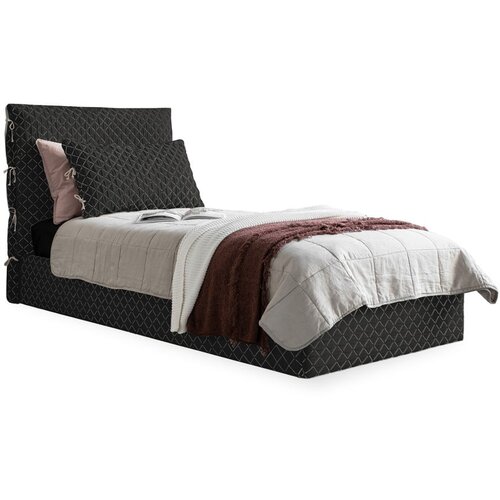Miuform Crni tapecirani krevet za jednu osobu s podnicom 90x200 cm Sleepy Luna - Cijene