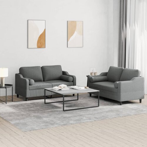 vidaXL 2-dijelni set sofa s jastucima tamnosivi od tkanine Cijene