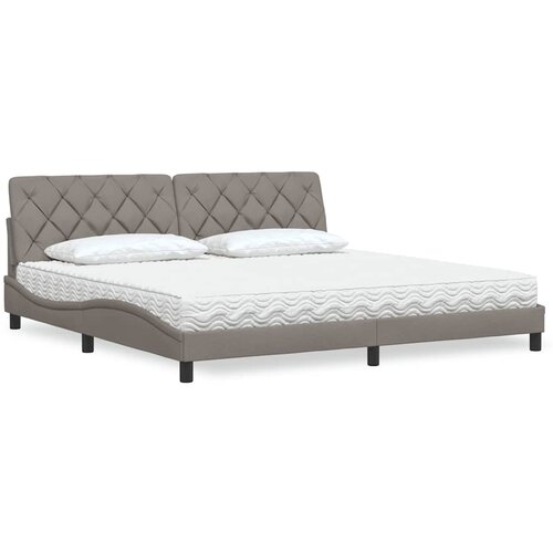 VidaXL Krevet s madracem smeđesivi 200x200 cm od tkanine Slike