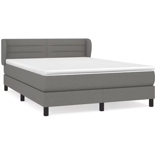 vidaXL Box spring posteljni z vzmetnico temno siv 140x190 cm blago, (20846852)