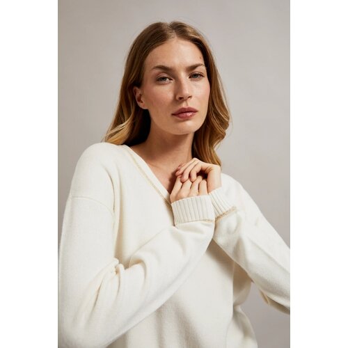 Moodo Women's sweater with V-neck - cream Slike