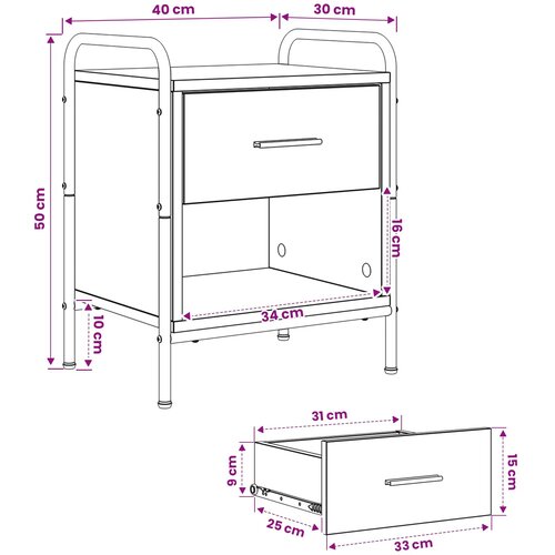  Noćni ormar Crni hrast 40 x 30 x 50 cm Konstruirano drvo Slike