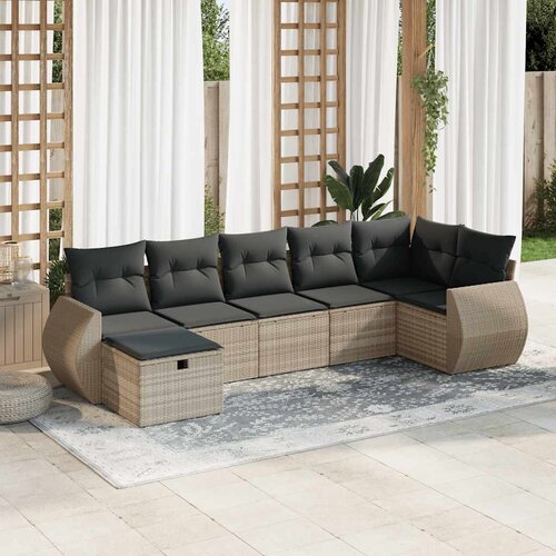 vidaXL 7-dijelni set vrtnih sofa svjetlosivi od poliratana Cijene