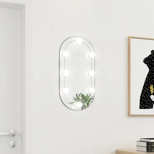  Ogledalo s LED svjetlima 60 x 30 cm stakleno ovalno