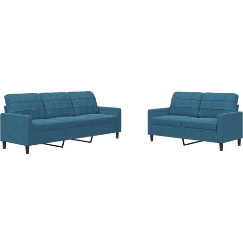 VidaXL 2-dijelni set sofa s jastucima plavi bar&amp;scaron;unasti Slike