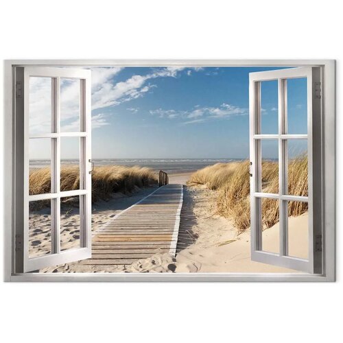  Slika - Window: View of the Beach 30x20 Na talijanskom platnu Slike