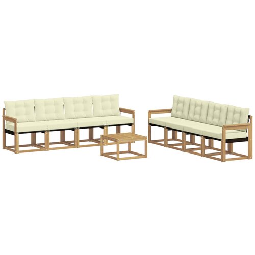 vidaXL Zunanja garnitura za sedenje z blazino 9 pcs Bela in krem, (5000272124) Cene