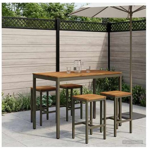 VidaXL Vrtni Bar Miza Naravna in kava 141 x 80,5 x 105 cm Slike