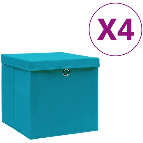 vidaXL Škatle s pokrovi 4 kosi 28x28x28 cm baby modre