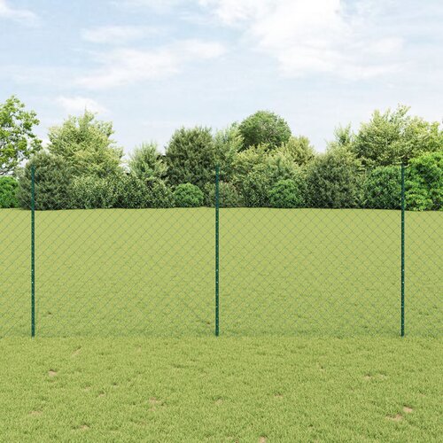 VidaXL Ograda od lančane veze s 22 U stupa Zelena 1.4x25 m Čelik Slike