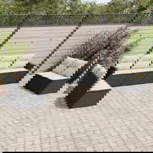 vidaXL 8-dijelni set vrtnih sofa od poliratana s jastucima crni Cijene